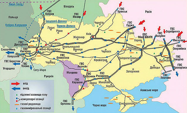 Мал. 8.31. Газотранспортна система України