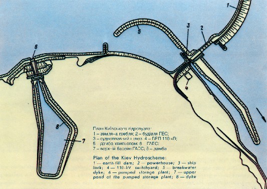 Мал. 4.2 (б). Київська ГЕС: поперечний розріз по будинку ГЕС