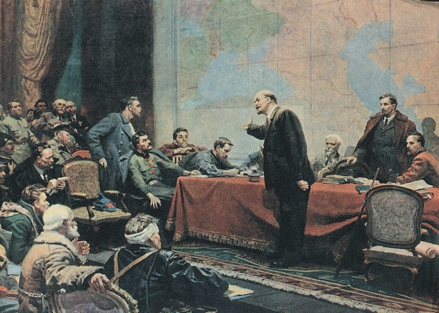 Рис. 14.3. Ленин у карты ГОЭЛРО. VIII Всероссийский сьезд Советов. Декабрь 1920 г. (с картины худ. А. Шматько)