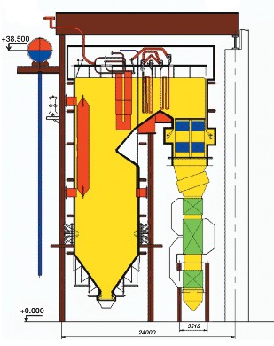 Рис. 2.11. Паровой котел ТПЕ-430 в разрезе