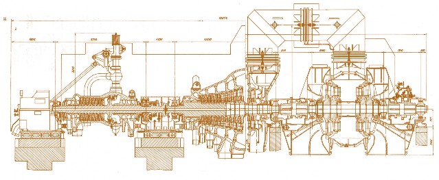 Рис. 4.18. Продольный разрез турбины Т-110/120-130